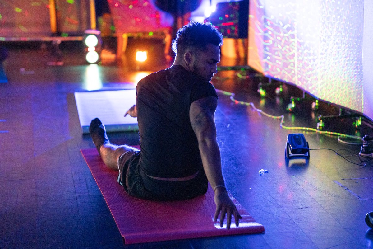 CCSJWave's tweet photo. Students, faculty and staff stretched and de-stressed at Laser Light Christmas Yoga. We love our P.A.T.H. Wellness Wednesdays! #DestressWeek https://t.co/kJBhvWZsvB