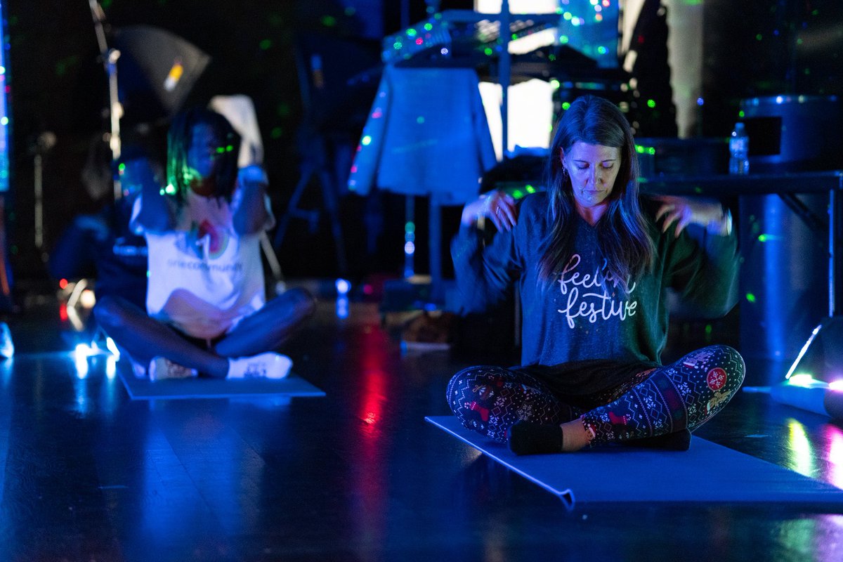 CCSJWave's tweet photo. Students, faculty and staff stretched and de-stressed at Laser Light Christmas Yoga. We love our P.A.T.H. Wellness Wednesdays! #DestressWeek https://t.co/kJBhvWZsvB