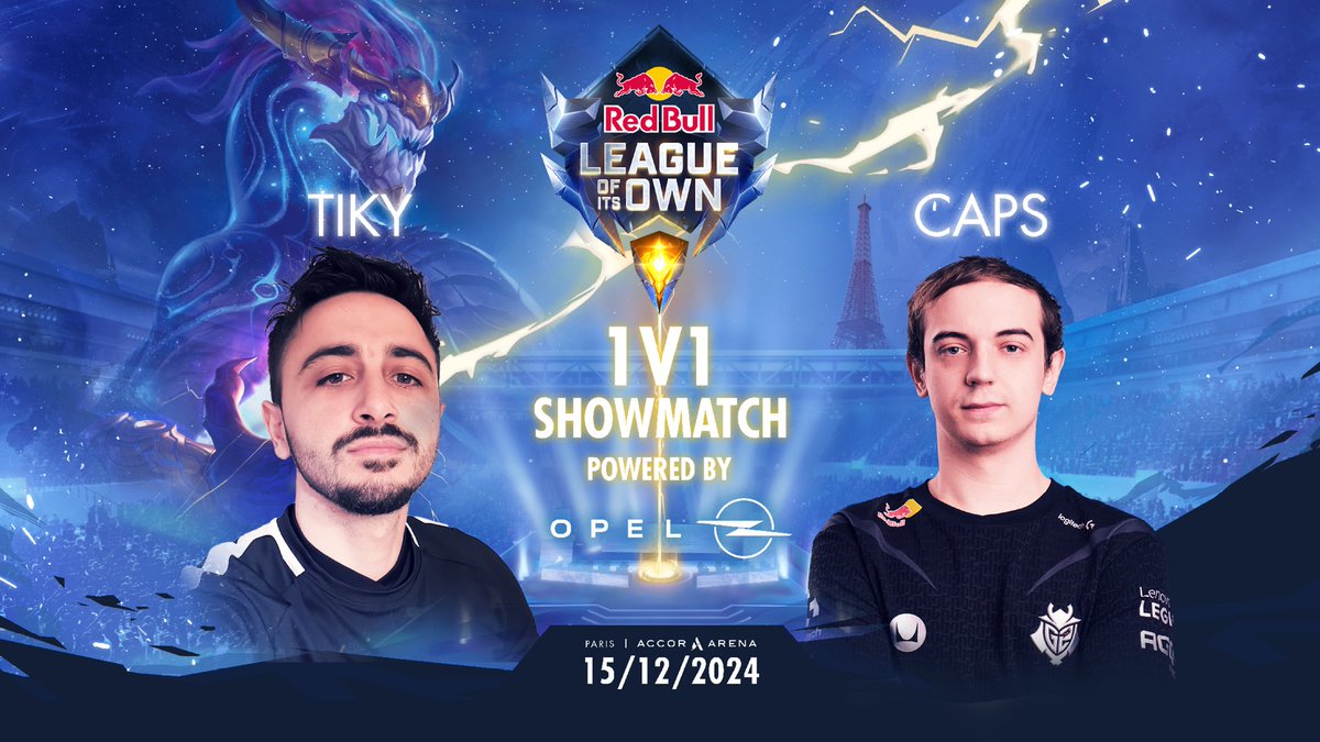 RedBullFrance's tweet photo. ‼️ Full focus mute all chall mindset no tilt pour @tikylol qui va affronter @G2Caps lors d'un 1v1 showmatch powered by @Opel_France au Red Bull League of Its Own ⚔️ 

Billetterie : 
🎟️ https://t.co/twUQAW5O6g https://t.co/VtfUbsVq2Z