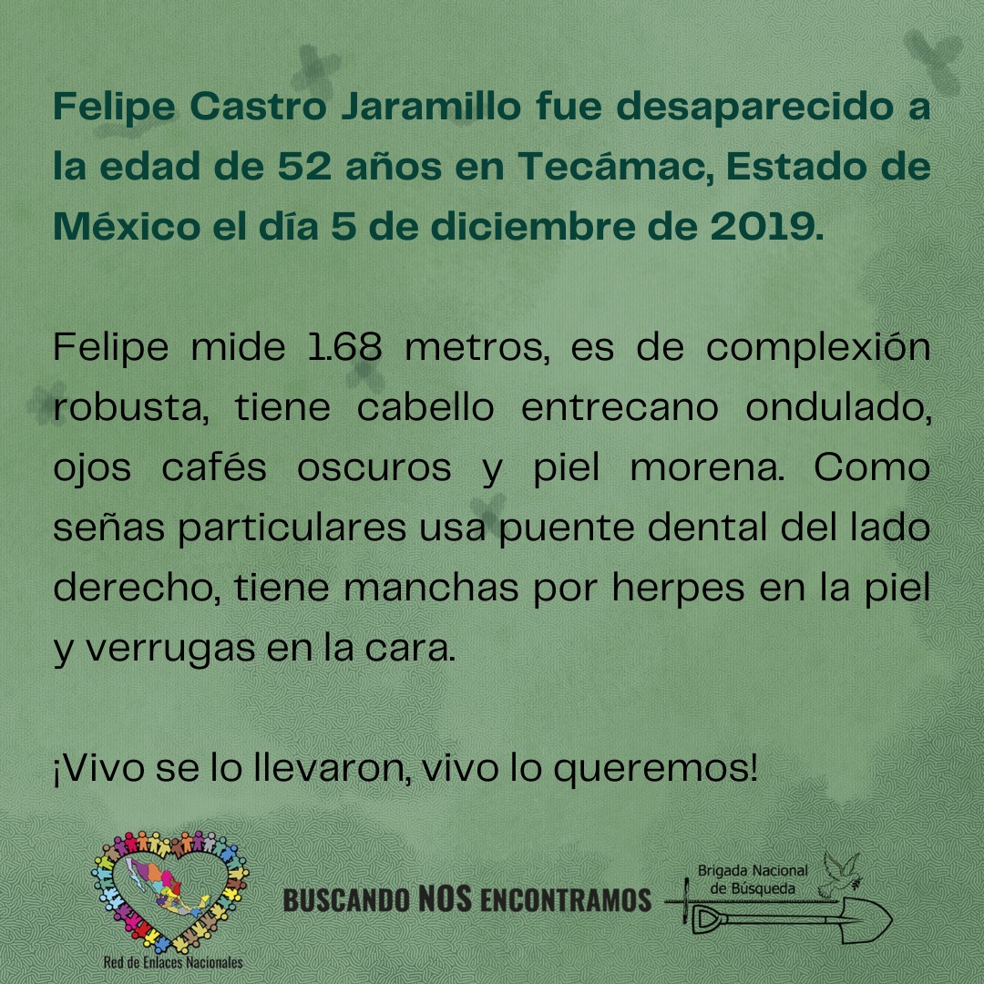🌼 En diciembre buscamos a Jorge Adrián Robles Solís y a Felipe Castro Jaramillo 🌼

¡Vivos se los llevaron, vivos los queremos!
¡Hasta encontrarlos!