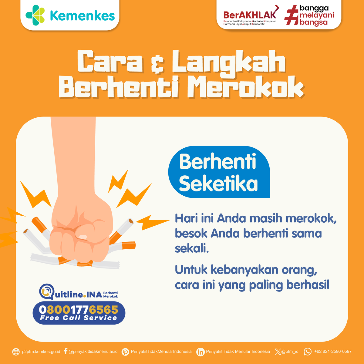 ptm_id's tweet photo. Sobat Sehat, ingin berhenti merokok? Yuk, coba langkah berhenti seketika. Dengan komitmen yang kuat, dukungan orang terdekat, dan strategi yang tepat, berhenti merokok bisa jadi langkah besar untuk hidup lebih sehat.
.
QUITLINE.INA di 0-800-177-6565 (free call service) 
#CERDIK https://t.co/LBRnpUhmHP