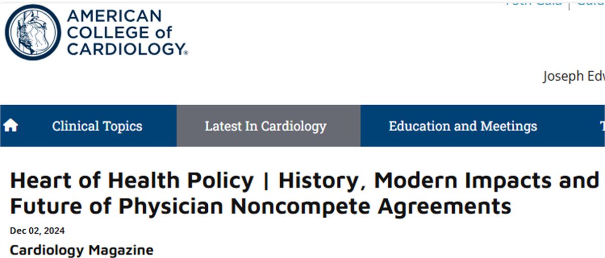 <a href="/ACCinTouch/">American College of Cardiology</a> #FITs should read this important article by <a href="/Adam_Kisling/">Adam Kisling</a>  - non-competes are a key element of employments contracts - understand before signing! MDs in some states working to limit or remove them. acc.org/Latest-in-Card… <a href="/Cardiology/">ACC Advocacy</a> <a href="/SrihariNaiduMD/">Srihari S. Naidu, MD</a> <a href="/himavidula/">Hima Vidula, MD, MS, FACC</a>