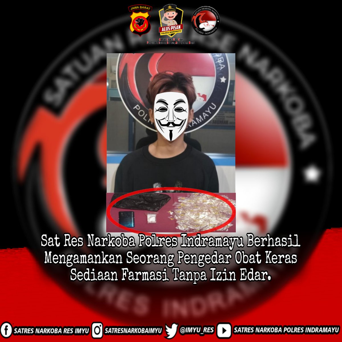 Sat Res Narkoba Polres Indramayu Berhasil Merngamankan Seorang Pengedar Obat Keras Sediaan Farmasi Tanpa Izin Edar.

@ditnarkobajabar
#ditnarkobajabar #satresnarkobaindramayu #polresindramayu
#aluspisan