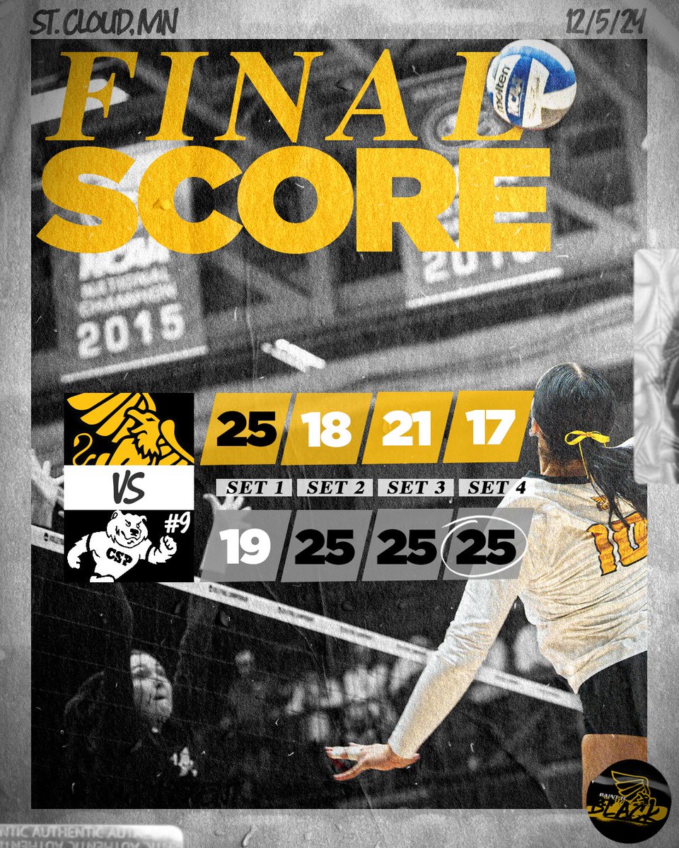 𝐅𝐈𝐍𝐀𝐋

A historic season ends in St. Cloud.

The final record is 23-8.

Thank you to our four fantastic seniors 🖤💛

#PaintItBlack 🏴