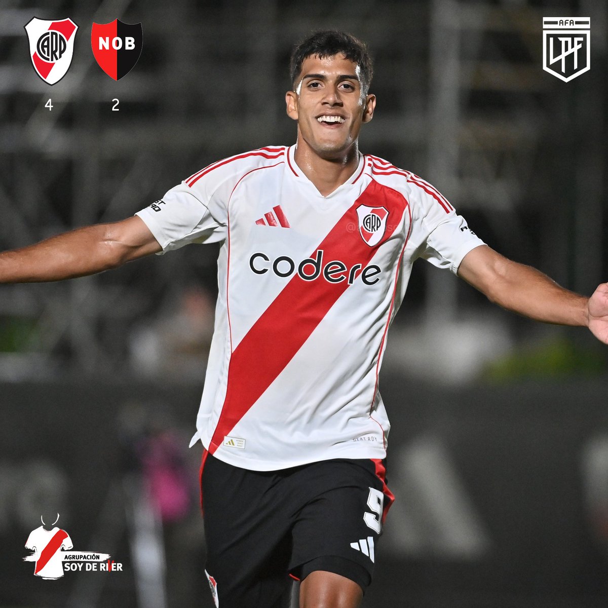 𝗟𝗢𝗦 𝗣𝗜𝗕𝗘𝗦 𝗙𝗜𝗡𝗔𝗟𝗜𝗦𝗧𝗔𝗦
✊🏻 La Reserva del Millonario superó a Newell´s por 4 a 2 y sacó boleto a la final de la Copa Proyección.
•
⚽ Serrago
⚽ Nasif
⚽ Leiva
⚽ Obregón
•
🔜 Los dirigidos por Escudero se enfrentarán al Ciclón.
❤️ ¡Vamos River, vamos los pibes!