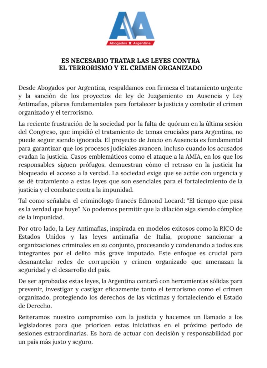 ES NECESARIO TRATAR LAS LEYES CONTRA EL TERRORISMO Y EL CRIMEN ORGANIZADO.