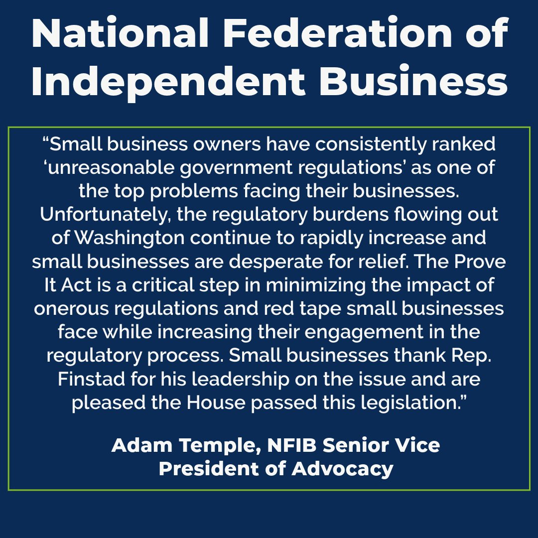 I’m proud to have the support of more than 45 organizations on this commonsense legislation that strengthens protections for small businesses and gives them a larger voice in the regulatory process.