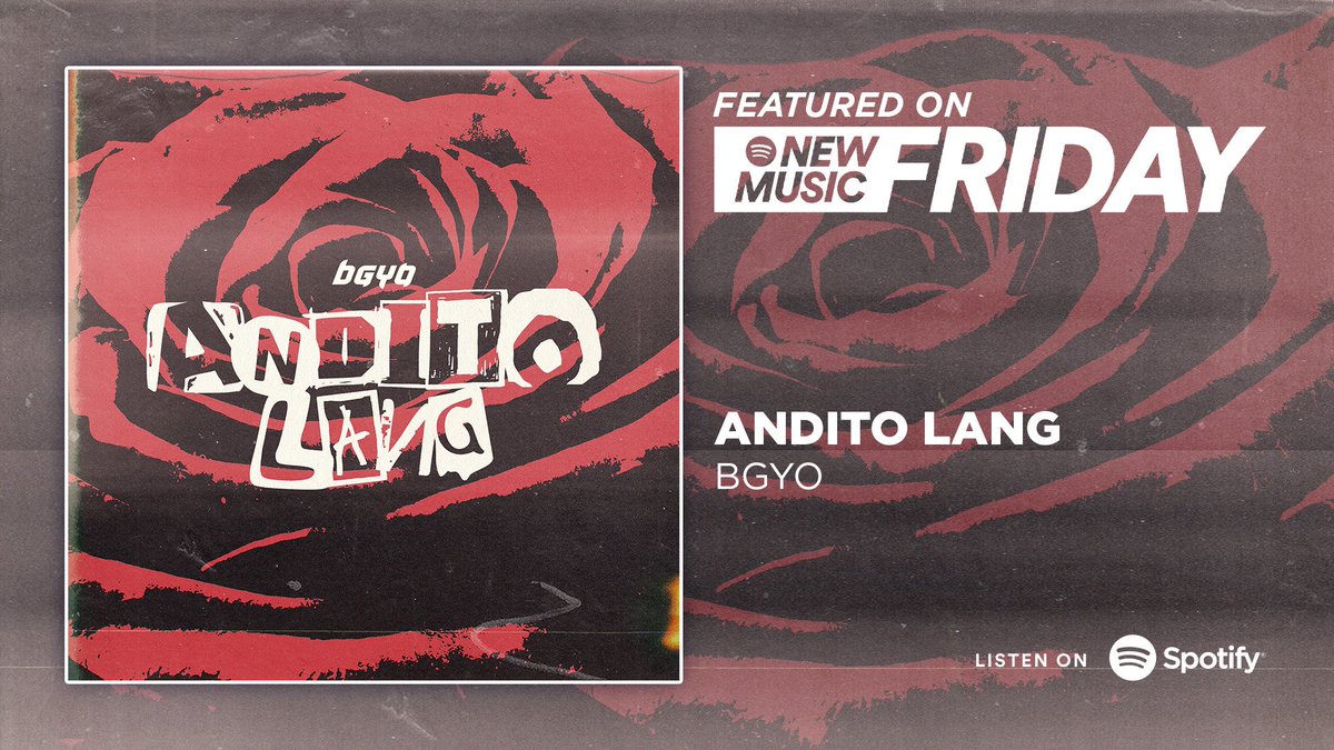 #BGYO | Ang #BGYO ay andito na sa New Music Friday playlist 🌹 Maraming salamat sa pagsisilbing tulay ng aming mahabang tula, <a href="/SpotifyPH/">Spotify Philippines</a> ! 🤝🏼

Stream the playlist here: 
🎧 spoti.fi/4ejyZRY

<a href="/StarMusicPH/">Star Music PH</a> 
#BGYO_AnditoLang #StarMusicPH