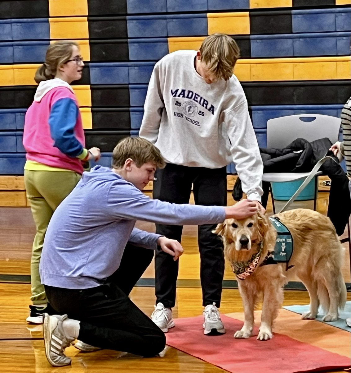 Today was pet therapy day at MHS for the Sources of Strength What Helps Me campaign. The dogs gave as much love as they received. 
<a href="/MadeiraHSPrin/">David Kennedy</a> 
@g_bloomstrom