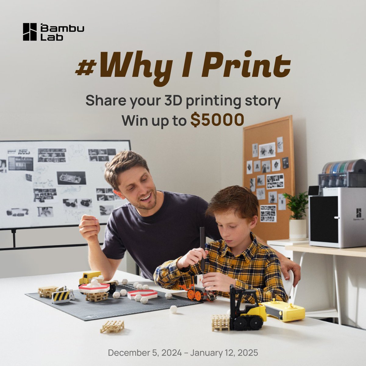 BambulabGlobal's tweet photo. ✨We're excited to launch our global #WhyIPrint campaign, celebrating the people and stories behind every print: https://t.co/EzV9FQrQd1 From December 5th to January 12th, share your journey and inspire others. #3DPrinting #BambuLab https://t.co/6w8IwMl6D8