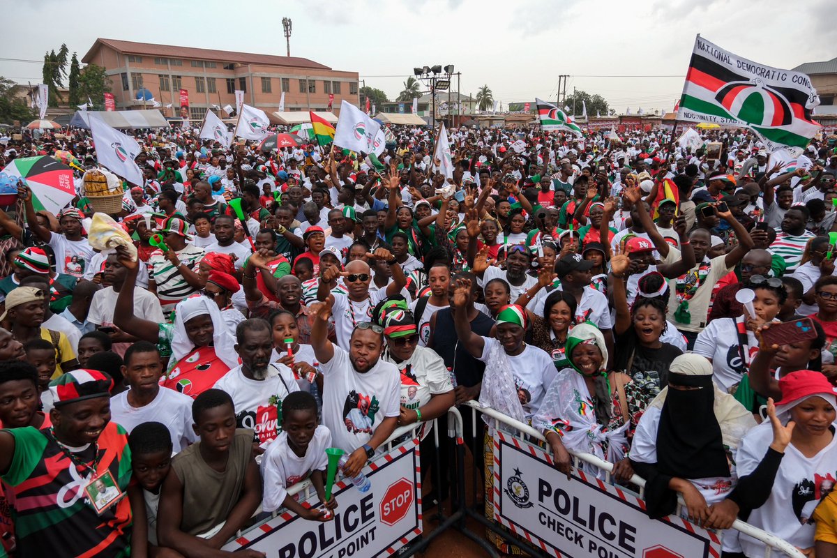 The members of the New Patriotic Party and the National Democratic Congress gather for the final rally ahead of the December 7 election, Accra Ghana. December 5, 2024 (Photo: Julius Mortsi/SIPA Press) <a href="/juliusmortsi/">Julius Mortsi</a> 
.