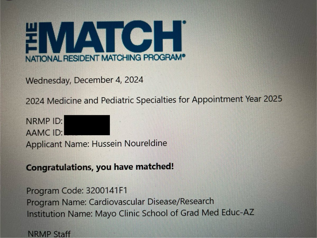 الحمدالله الذي بحمده تتم النعم 🙏
Excited to announce that I will be joining Mayo clinic, AZ Cardiovascular disease fellowship program, research track 🫀🫀
Grateful to all the support from my mentors, friends and family! 
#Cardiology #FellowMatch #Match2024
