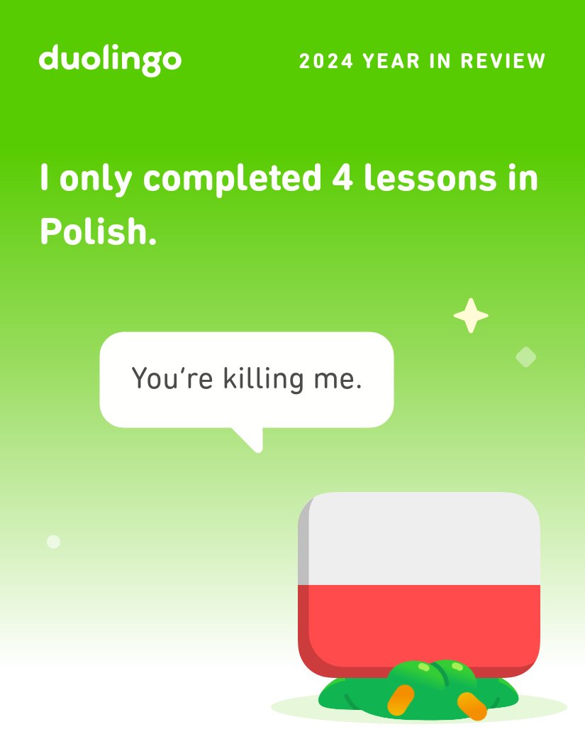 Look what I learned on Duolingo in 2024! #Duolingo365
Sorry, i do have problems to learn 
Polnish! Is it me? Warschau? My Grandparents did know Polnish!
Tschek Republic?!? Hanusovice!?!
Mährisch Hans-Dorf!?! North East of Praha!?! Middle South Of Modern 
Polnish Area!?! Help!?!