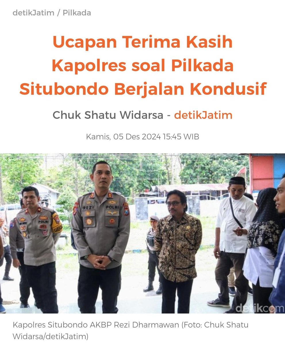 pidressitubondo's tweet photo. Kapolres Situbondo AKBP Rezi Dharmawan Mengucapkan Bersyukur Tahapan-tahapan Pilkada 2024 Tuntas. Sebab, Terselenggaranya Pilbup Situbondo berlangsung Kondusif dan Aman.
Baca Artikel Selengkapnya, Link : https://t.co/JgpgATNsvp
https://t.co/ThYq5Naa9V https://t.co/8c0wK68K8S