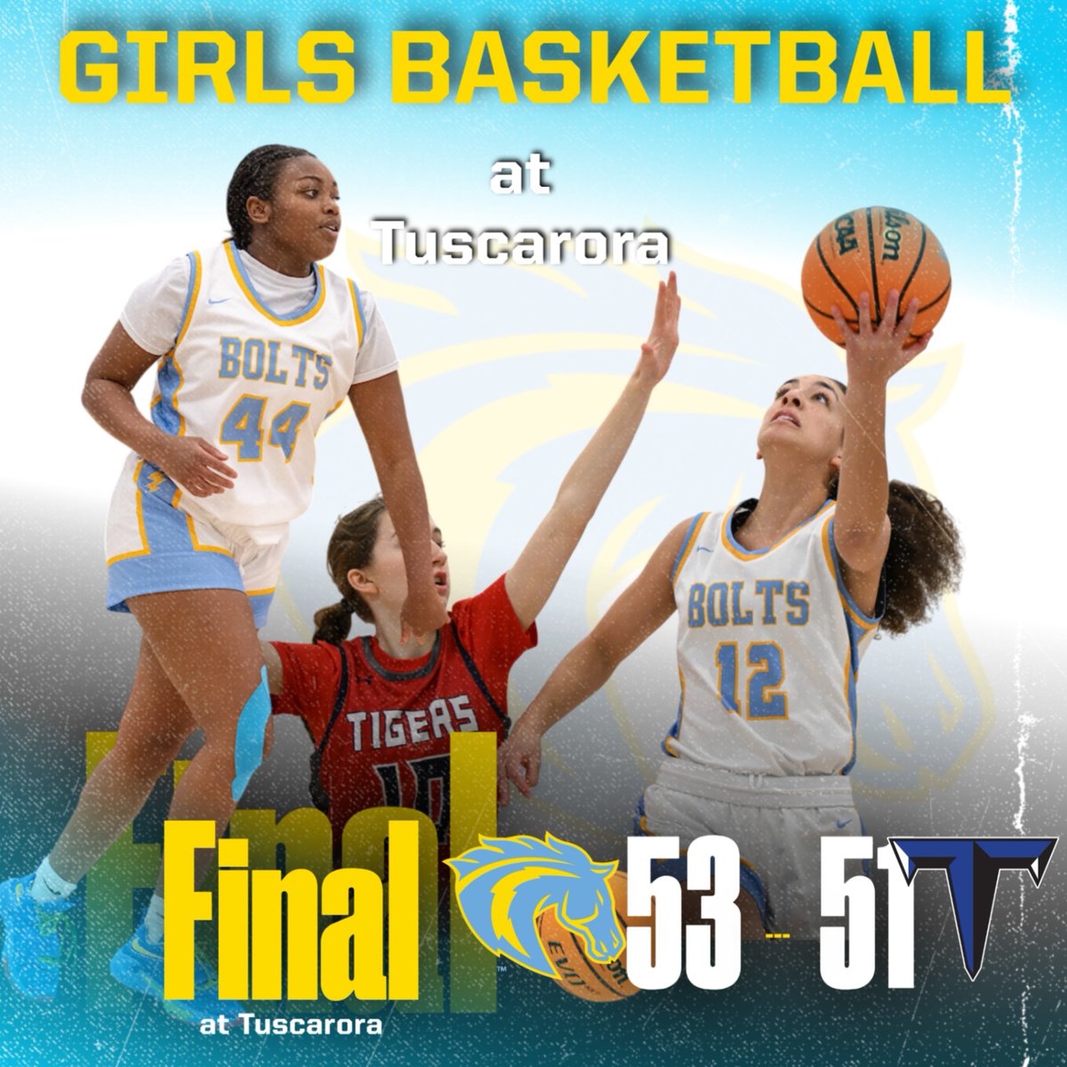 Girls Basketball: Bolts go on the road and win 53-51 in OT. Back in action tomorrow hosting John Champe. Go Bolts!
@locosports @novahoopscom