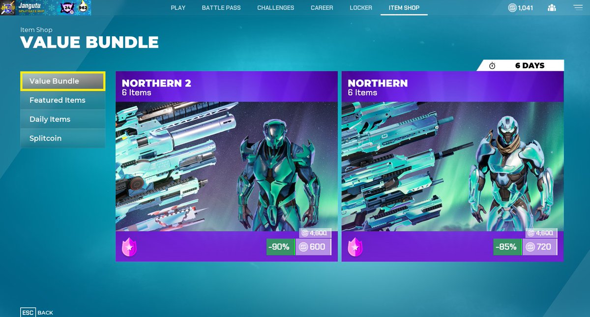 jangutu's tweet image. #Splitgate Weekly/Daily Store (12.5-12.11.24) If you're into the northern lights then you'll love this week's value bundle! #Splitgate2 #SplitgateMVP