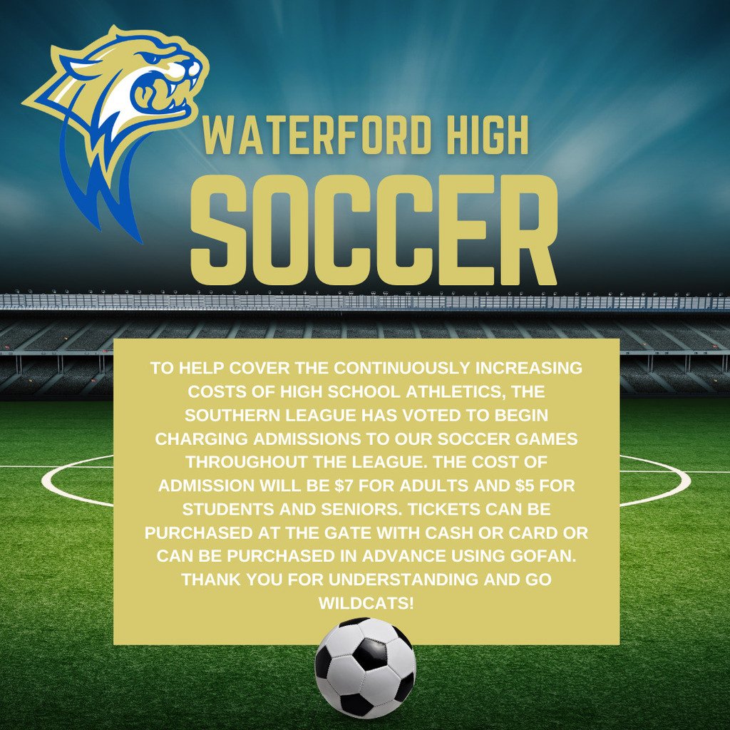 WHS Soccer tickets are $7 for adults and $5 for students and Seniors.