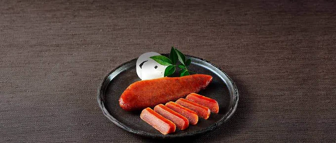 やまやの『ドライ明太子』を薄切りにして、クリームチーズとお漬け物をあえて食べるとおいしいよ肉赤子ちゃんより(お漬け物は、いぶりがっこが望ましい) 