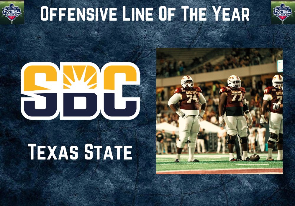 College Football Live (@collegefbonx) on Twitter photo College Football Live Sun Belt Offensive Line Of The Year!
<a href="/TXSTATEFOOTBALL/">Texas State Football</a>
<a href="/CoachShoeOL/">Jordan Shoemaker</a> College Football Live Sun Belt Offensive Line Of The Year!
<a href="/TXSTATEFOOTBALL/">Texas State Football</a>
<a href="/CoachShoeOL/">Jordan Shoemaker</a>