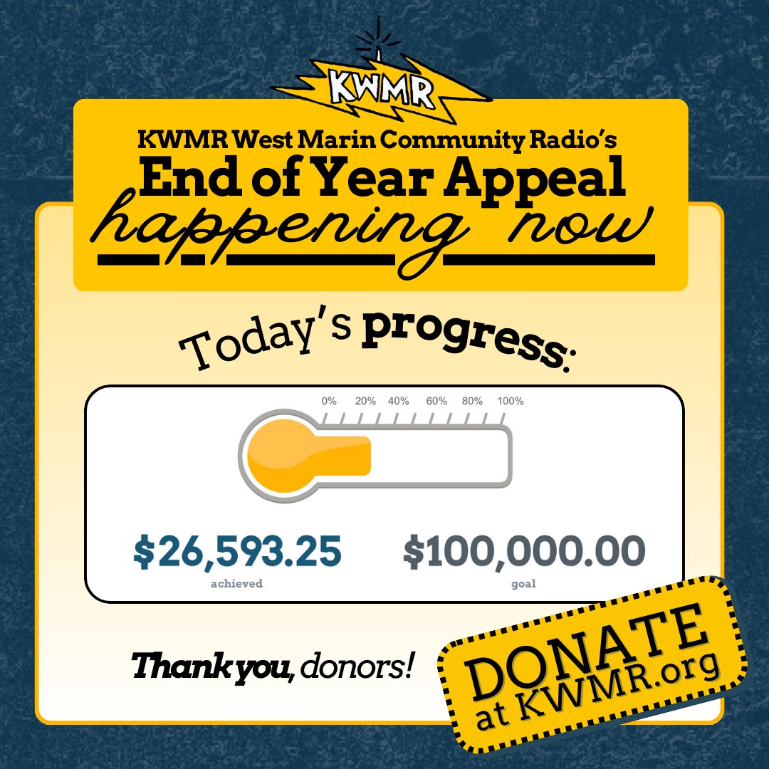 KWMRradio's tweet image. Here&apos;s the latest! Thanks to each and every one of you! 
Donation link: ow.ly/Chcn50UmaU4
#KWMR #EndOfYearAppeal #WhatDoYouValue