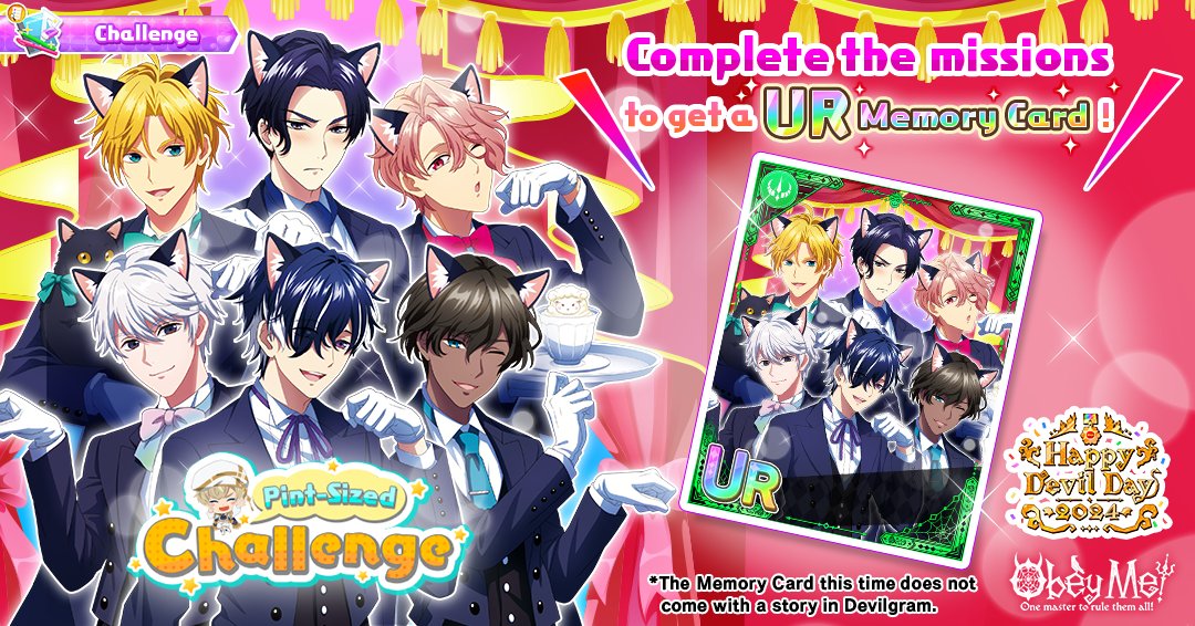 ObeyMeOriginal's tweet image. &quot;Luke&apos;s Pint-Sized Challenge&quot; is now on♪
Complete tasks from the Pint-Sized Challenge to receive some awesome rewards that Luke has prepared for you!
Work together with Luke, and get all the rewards!

#HDD2024 #Obeyme #obeymemasters #obeymejp #SWD #otome #game