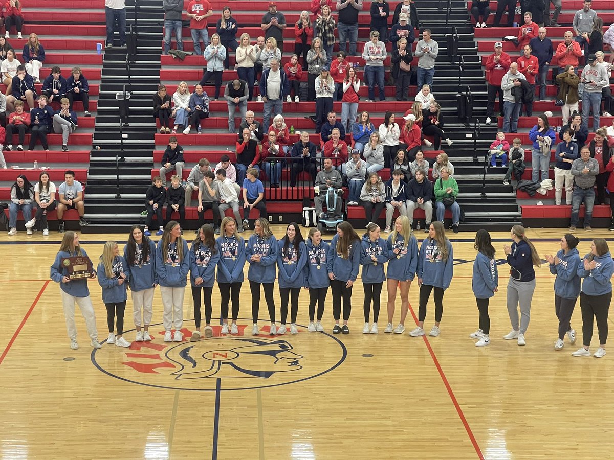 The 2024 Class B State Volleyball Champions in Norris were honored during halftime tonight. 
#nebpreps