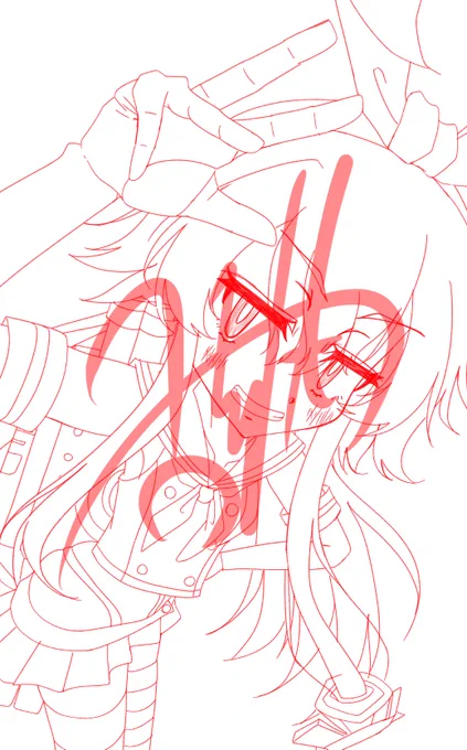 昨日までの進捗。まだ線画描いてるの巻 