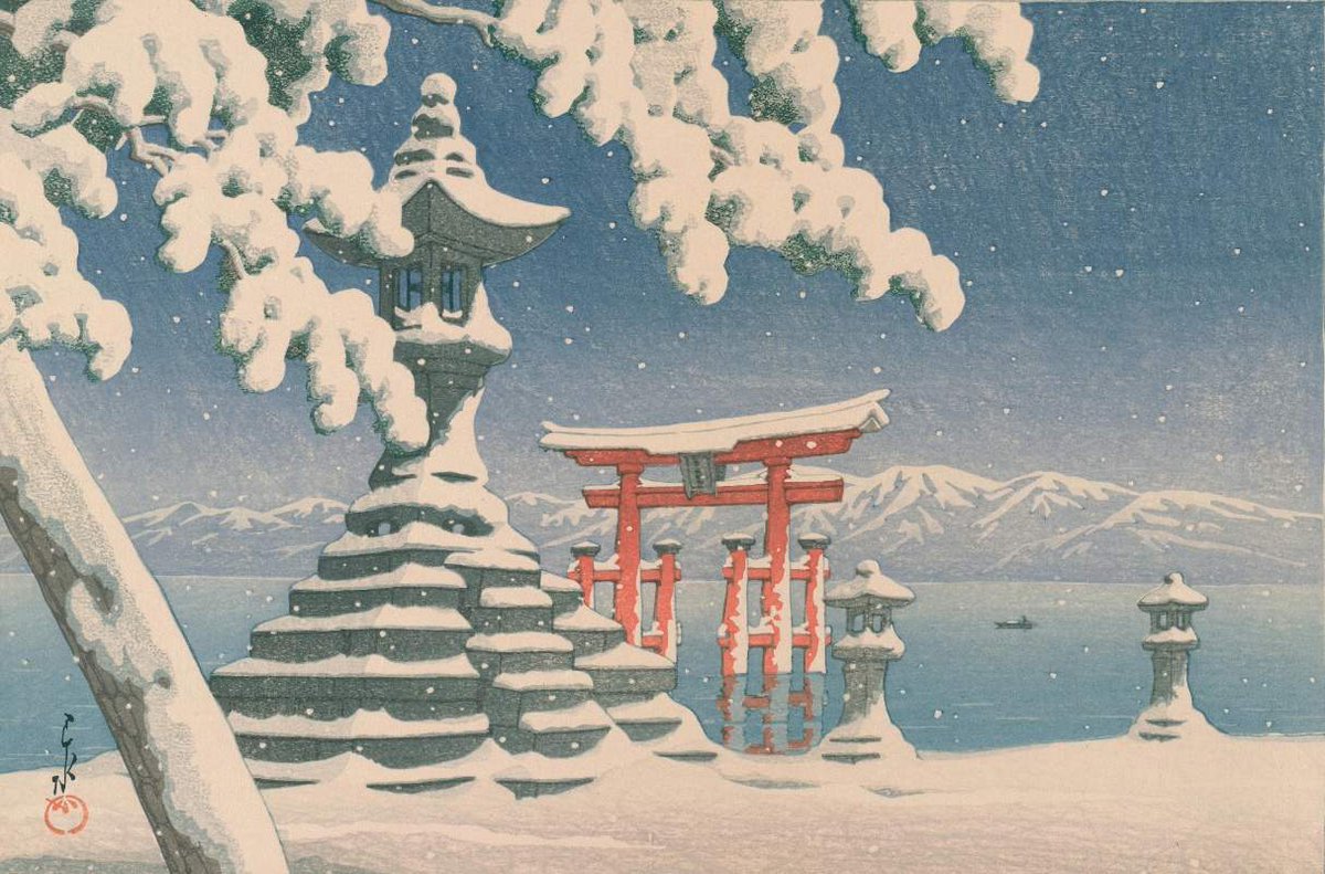 雪景色の日本画 (版画) NDLイメージバンクに掲載されている雪景色を描いた風景画の中から