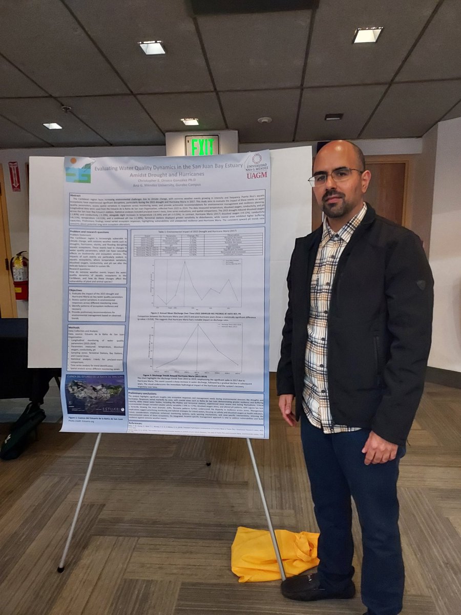 corozcopr's tweet photo. Les comparto algunas fotos de la Cumbre Estuario 2024. Estoy agradecido por la oportunidad de presentar mi propuesta de investigación sobre el impacto del huracán María y otros eventos atmosféricos en las cuencas de Puerto Rico. https://t.co/PQSWdlqxlt