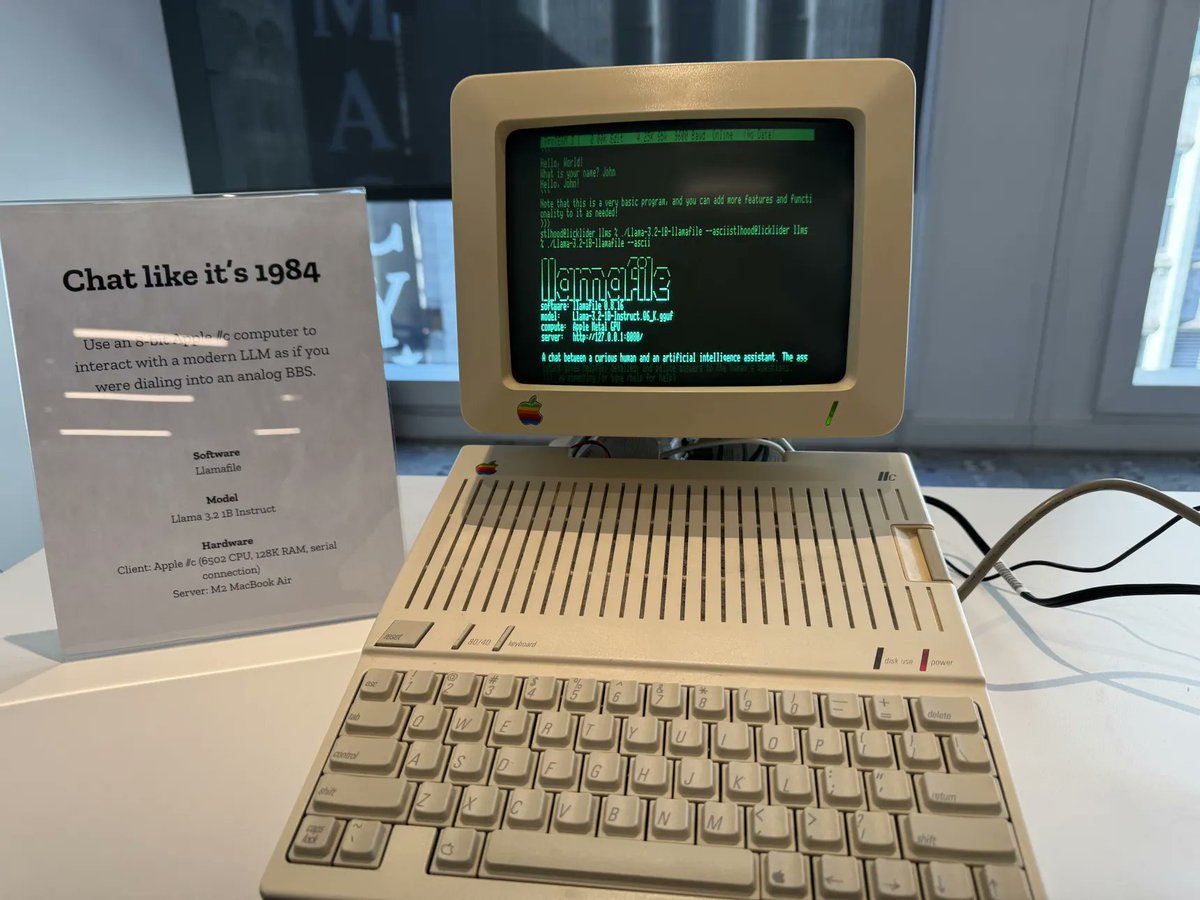 JustineTunney's tweet image. Just got back from Mozilla Builders Demo Day. Here's some photos of the @llamafile booth as well as slides from an @openwebui talk via @MattBCool.