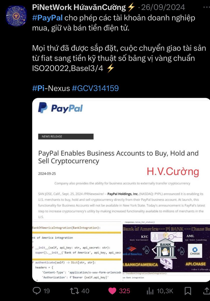 huavancuong1507's tweet photo. Tổng thống Trump bổ nhiệm David Sacks làm tư vấn gia về crypto và AI tại Nhà Trắng để làm việc trên khung pháp lý, nhằm cung cấp sự rõ ràng mà ngành crypto đã yêu cầu từ lâu.
🆘 David Sacks là cựu Giám đốc Điều hành (COO) của PayPal.
#PiPaypal #XPi #GCV314159 https://t.co/j4I8Am8B4R