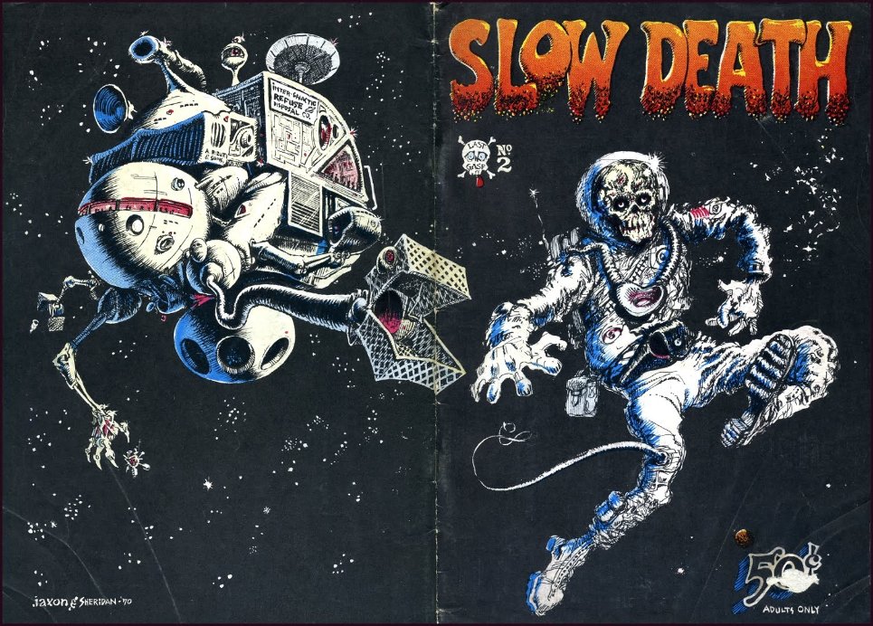 2bdpod's tweet photo. One random bookstore discovery of some 70's independent comics has us checking out some Slow Death covers this week.
#comicbookaday #comics #bookstore #shoplocal #JackJackson #aliens #comicart #DaveSheridan #space https://t.co/HIIJV3byTA