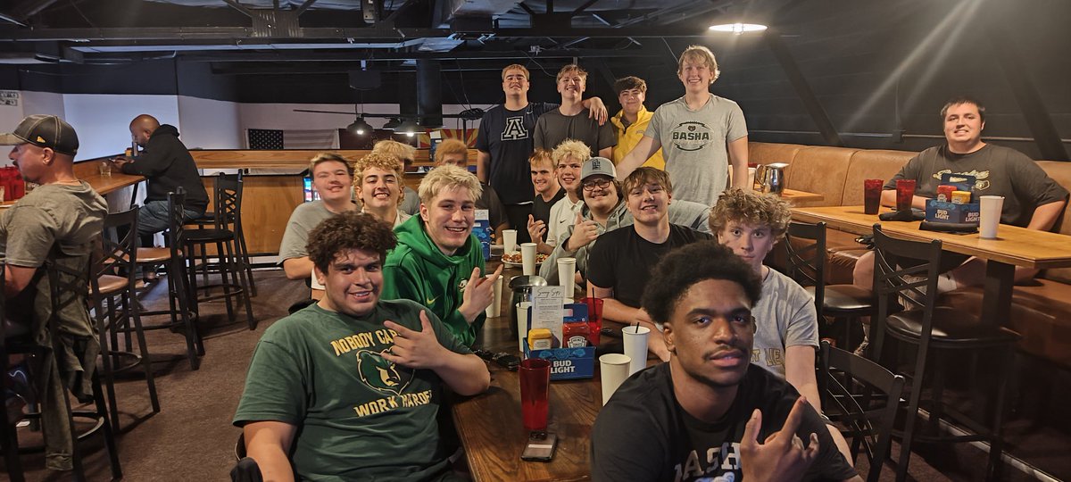 TK (@coachtkelly1) on Twitter photo Last In Season OL/TE dinner. Tight group, Gr8 Culture, Close Friends & Teammates. Times when they get after each other during practice but that makes them close.
<a href="/bashagridiron/">Basha Gridiron</a>
<a href="/bashabearnation/">Basha Bear Nation</a>
<a href="/BashaAthletics/">Basha HS Athletics</a> Last In Season OL/TE dinner. Tight group, Gr8 Culture, Close Friends & Teammates. Times when they get after each other during practice but that makes them close.
<a href="/bashagridiron/">Basha Gridiron</a>
<a href="/bashabearnation/">Basha Bear Nation</a>
<a href="/BashaAthletics/">Basha HS Athletics</a>