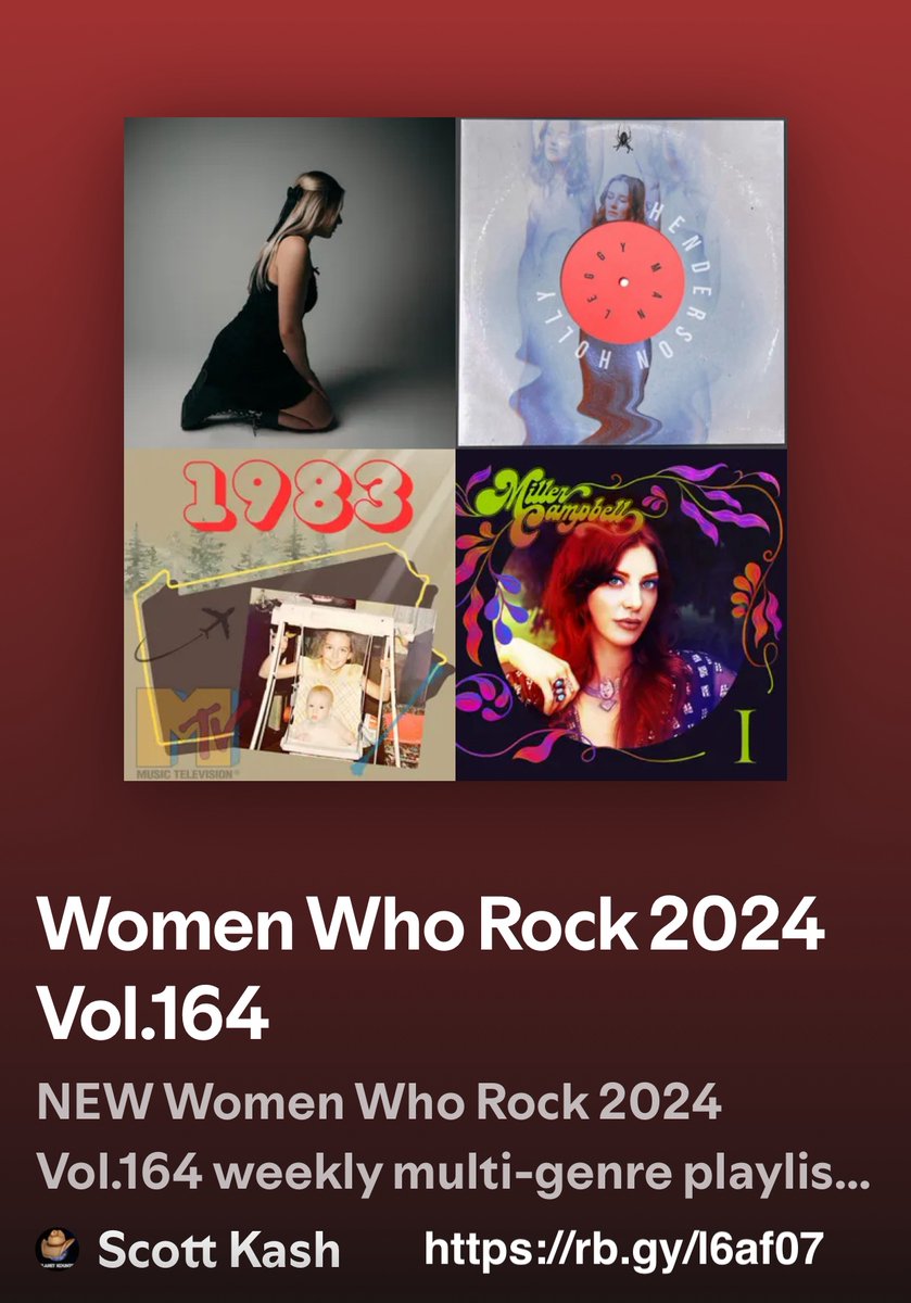 ScottKash88's tweet photo. NEW #WomenWhoRock a multi-genre playlist Vol.164 with the best #newmusic
@imlaurenpresley
@Hollywoowooo
@VKLynne
#MillerCampbell
@abbykrocks
@Taylor_D_Music_
@jt_loux/@rileyblueguitar
@goldensaltduo
+MORE
#Spotify
https://t.co/vjPzk8T2Xx
#NewMusic2024 #MultiGenre https://t.co/Dnhy2bSxv0