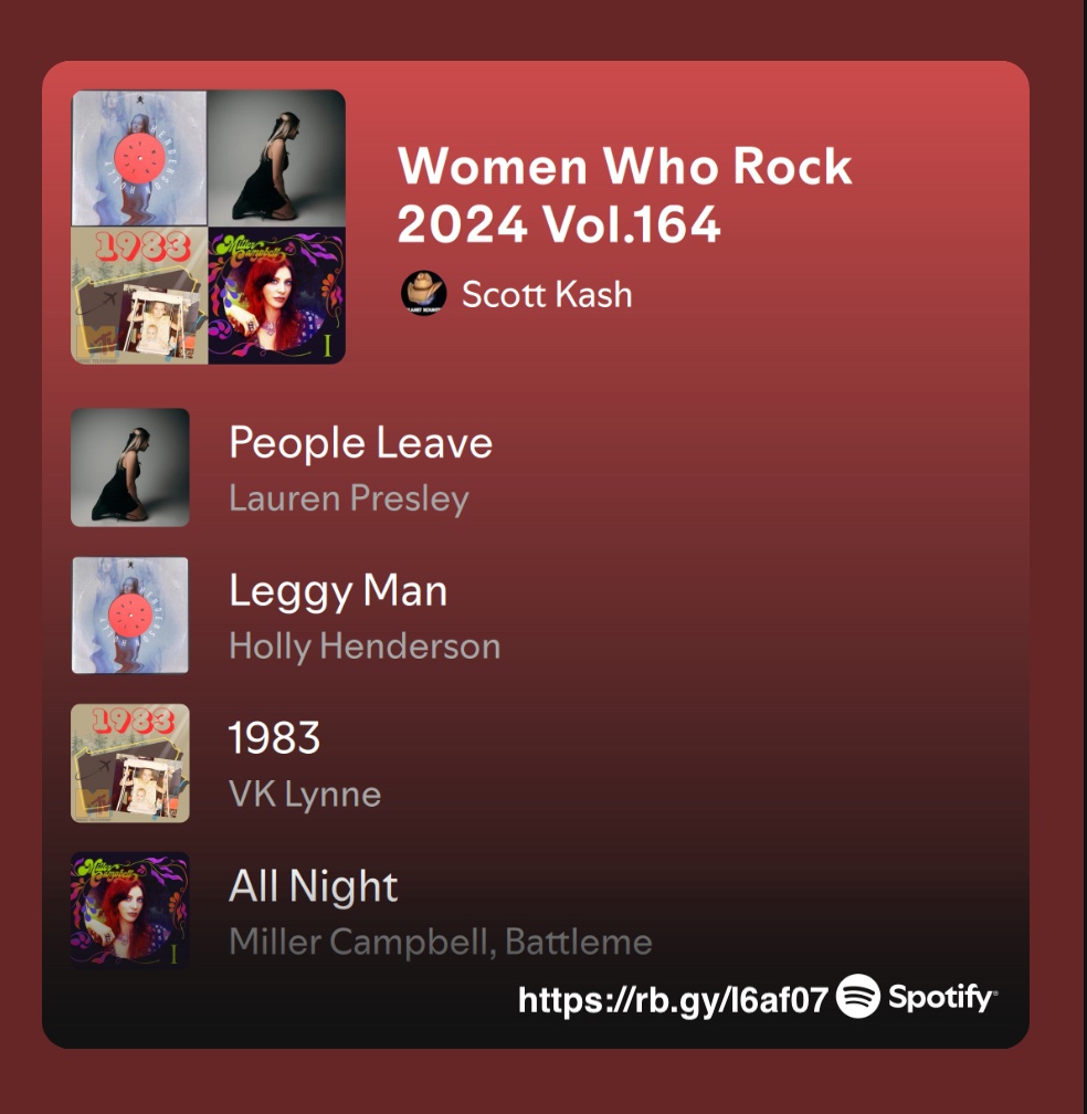 ScottKash88's tweet photo. NEW #WomenWhoRock a multi-genre playlist Vol.164 with the best #newmusic
@imlaurenpresley
@Hollywoowooo
@VKLynne
#MillerCampbell
@abbykrocks
@Taylor_D_Music_
@jt_loux/@rileyblueguitar
@goldensaltduo
+MORE
#Spotify
https://t.co/vjPzk8T2Xx
#NewMusic2024 #MultiGenre https://t.co/Dnhy2bSxv0