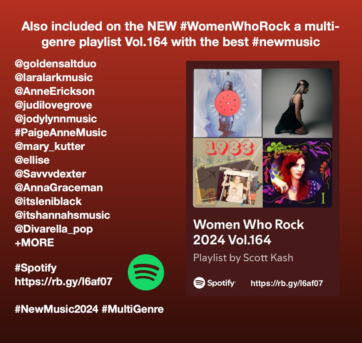ScottKash88's tweet photo. Also included on the NEW #WomenWhoRock a multi-genre playlist Vol.164 with the best #newmusic https://t.co/BPMwb0KI3W
