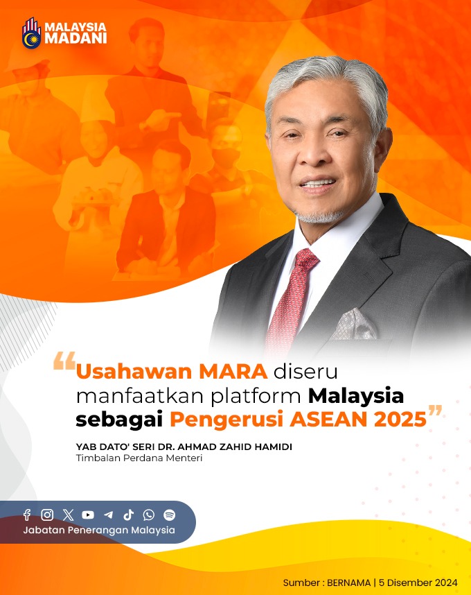 JPenerangan's tweet photo. Timbalan Perdana Menteri merangkap Menteri Kemajuan Desa dan Wilayah, YAB Dato' Seri Dr. Ahmad Zahid Hamidi, mengingatkan bahawa persediaan untuk usaha ini perlu dimulakan segera dengan fokus pada peningkatan produktiviti setiap individu.

#MYASEANChair2025 https://t.co/ALADnZihyD