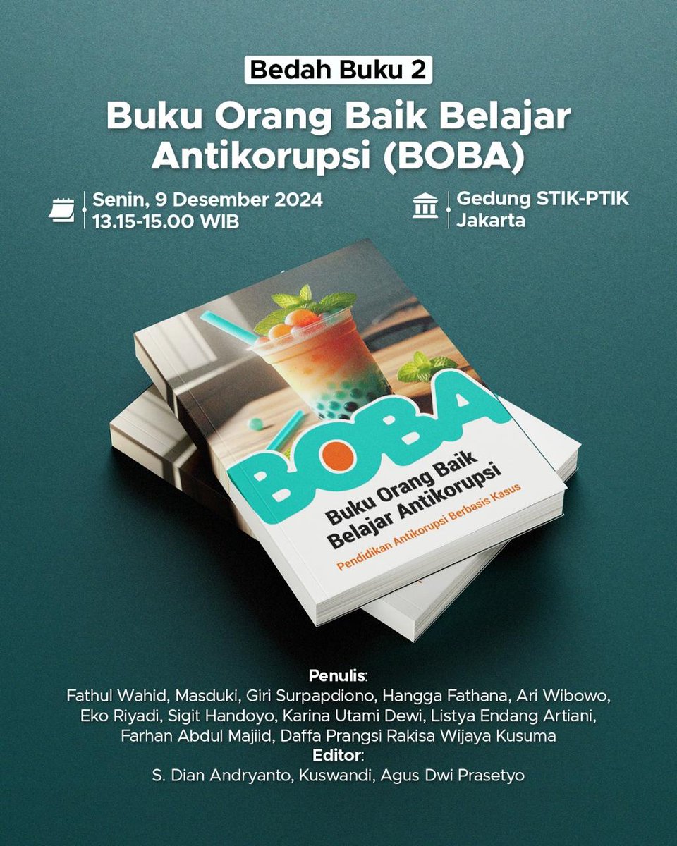 okkymadasari's tweet photo. OM Institute bangga terlibat proses penerbitan dua buku pendidikan antikorupsi ini yg akan diluncurkan pada hari Senin, 9 Desember, bertepatan dengan peringatan Hari Antikorupsi Sedunia.
Teman-teman yang ada di Jakarta silakan hadir. Terbuka untuk umum.
#publishingservice https://t.co/FeZxI8QUtK