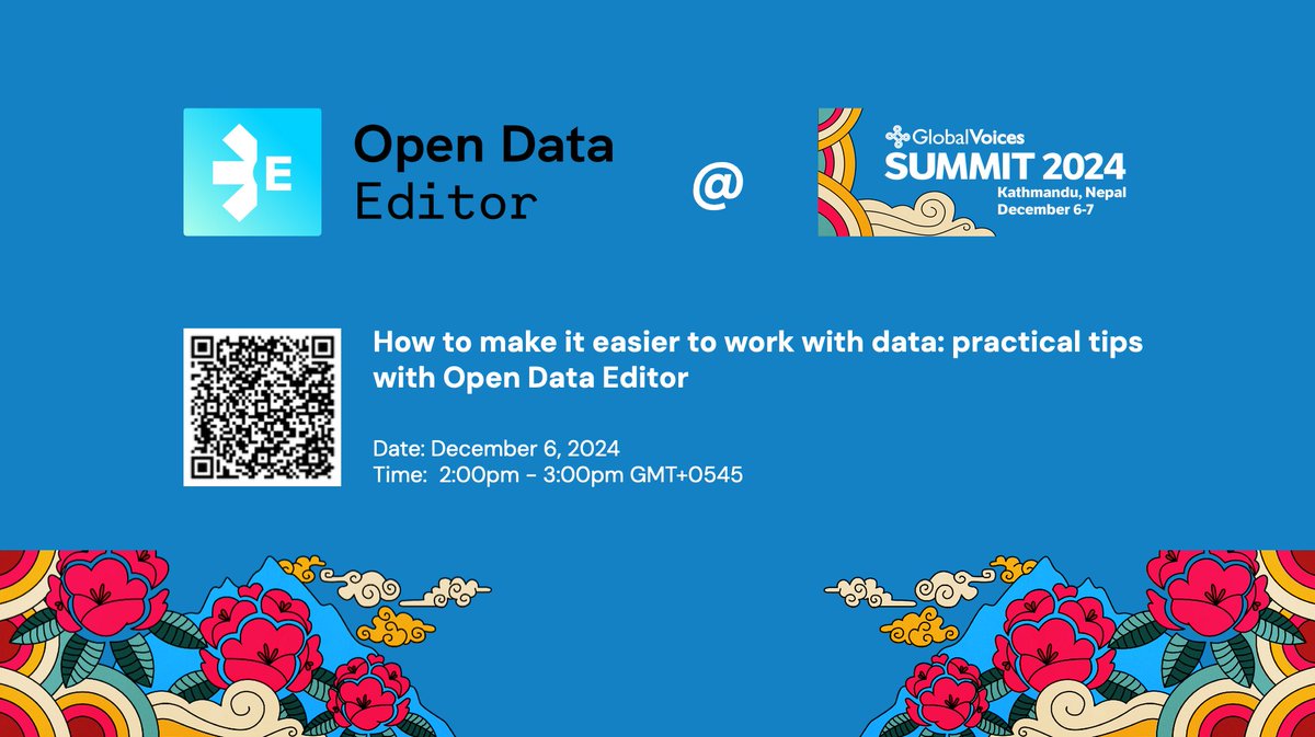 Joining #GlobalVoicesSummit 2024 today?

Come learn how to use #OpenDataEditor (ODE) to identify and correct common errors in your datasets, making it easier to work with and collaborate with others.

Details: gv2024.sched.com/event/1r1gM/ho… #GVSummit2024 #OpenData