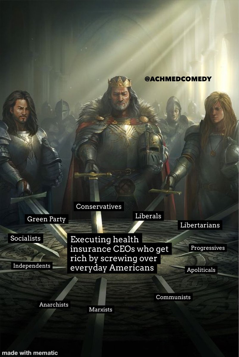 AchmedComedy's tweet photo. When it comes to #unitedhealthcare : The people have spoken 

#marxists #socialists #communits #greenparty #anarchists #liberals #progressives #comservatives #thirdparty #independents #libertarians #progressives #thirdparty #fyp #meme https://t.co/PlRkpoDrJG