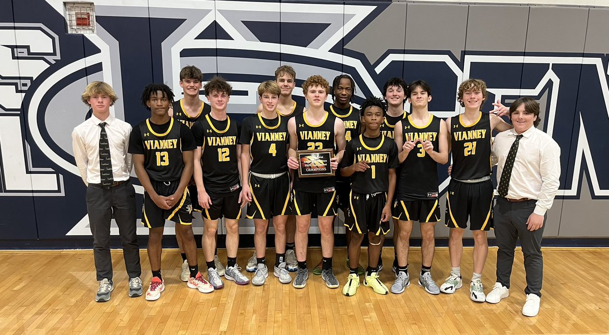 Congratulations to the Vianney Griffins Sophomore Basketball Team for winning the championship of the Francis Howell Central JV 🏀 Tournament. ⚫️🟡🏆 3peat