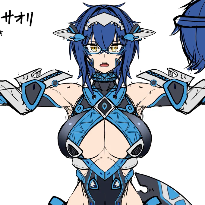 胸とへそ周りの装甲のデザインめっちゃ悩んでる 