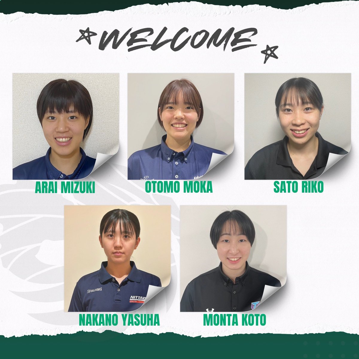 GGreenwings's tweet photo. 【内定選手のお知らせ】

この度、2025年度新加入選手5名が内定しましたのでお知らせします。
新入��選手への温かいご声援をよろしくお願いします！

◼︎ #新井三寿希 選手
◼︎ #大友萌加 選手
◼︎ #中野康羽 選手
◼︎ #佐藤莉子 選手
◼︎ #門田湖都 選手

▼詳��はこちら
https://t.co/wNtvvqFWkd

#群馬グリーンウイングス