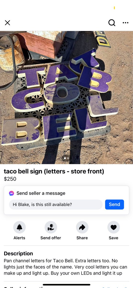 slippyeel00's tweet photo. they sellin the taco bell sign on facebook marketplace https://t.co/YenywRPIyk