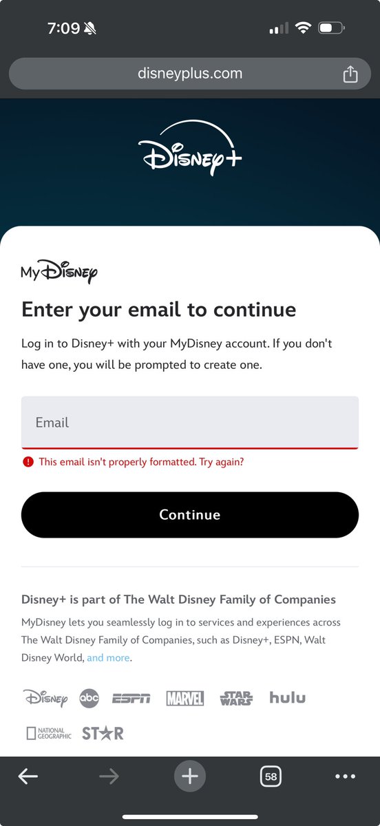 britnilopez's tweet photo. Anyone else experiencing sign in issues with the @DisneyPlus app? I can’t sign into my acct from my TV. Their site won’t let me add my email at login. https://t.co/Em2r6dTGYY