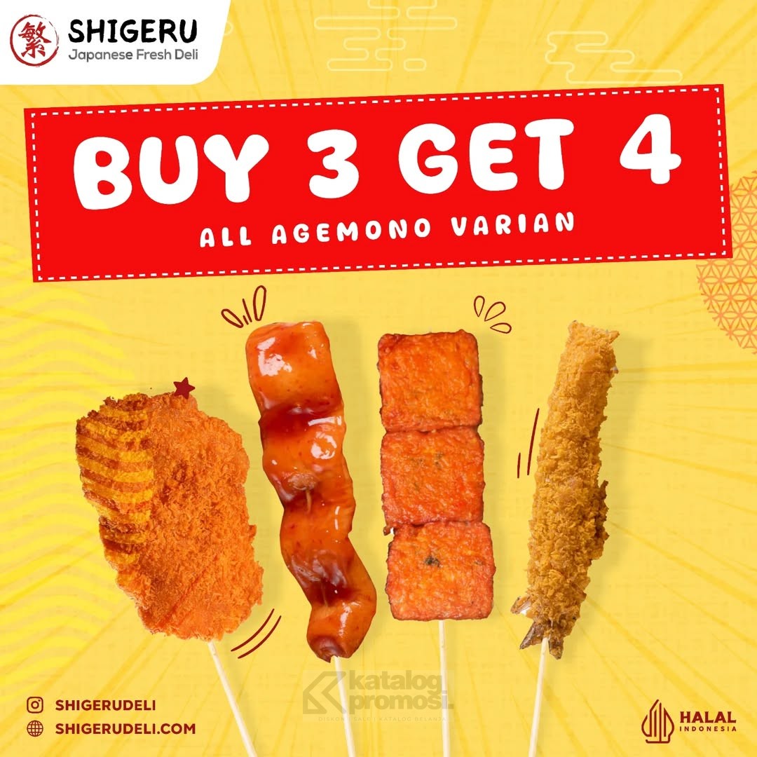 katalogpromosi's tweet image. Promo Buy 3 Get 4 Agemono cuma di Shigeru Solo Square! Beli 3, dapat 4! 🤩 Jangan sampe ketinggalan, promo berlaku sampai 20 Desember 2024! Ajak temen kamu serbu sekarang! 🍣 
👉 Cek promo lengkap di link berikut: 
katalogpromosi.com/promo-shigeru-…

#PromoShigeru #Buy3Get4 #Agemono