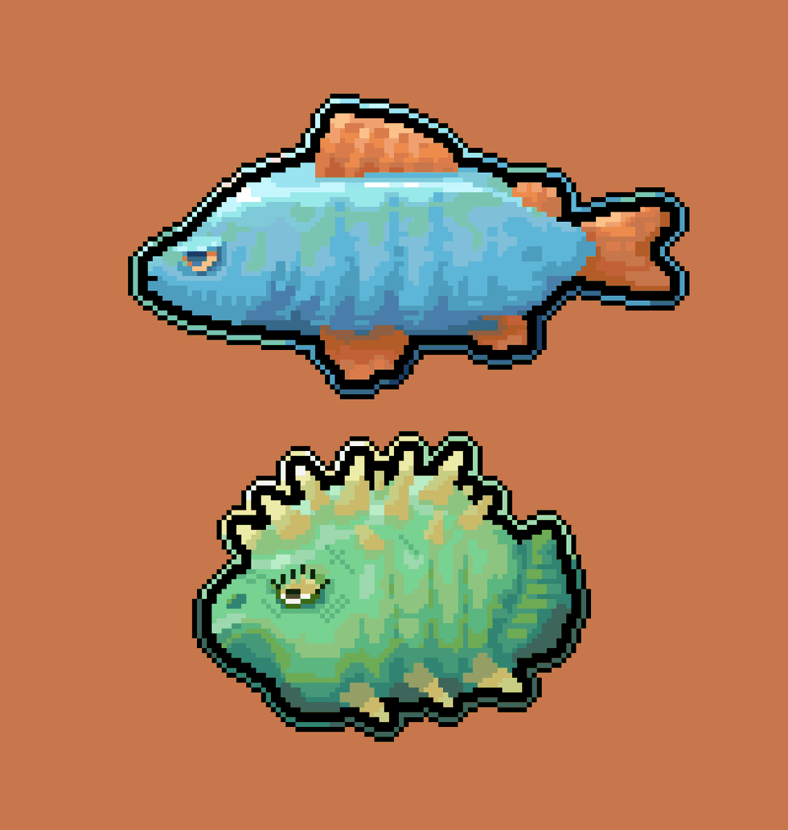 A couple of fish I've been workin' on #pixelart