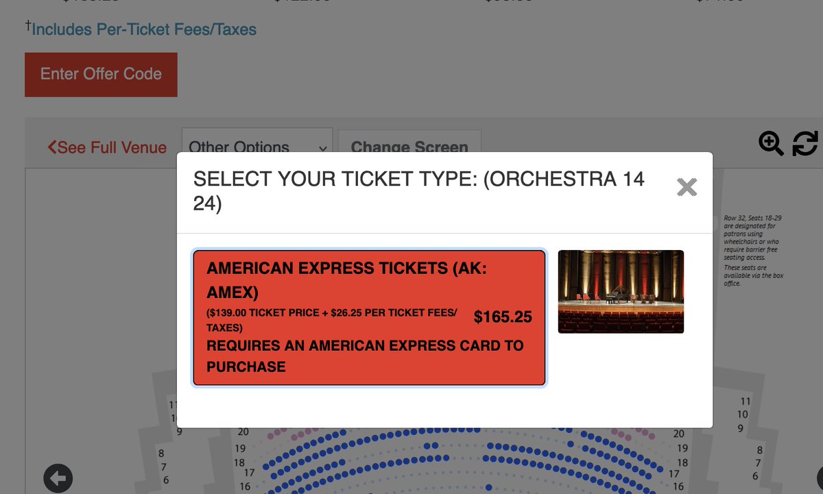 nuahs40's tweet photo. @Concert_Hall Is this for real?! Is this all that is left? Only because I didn't own an American Express? https://t.co/ONSHkToSrd