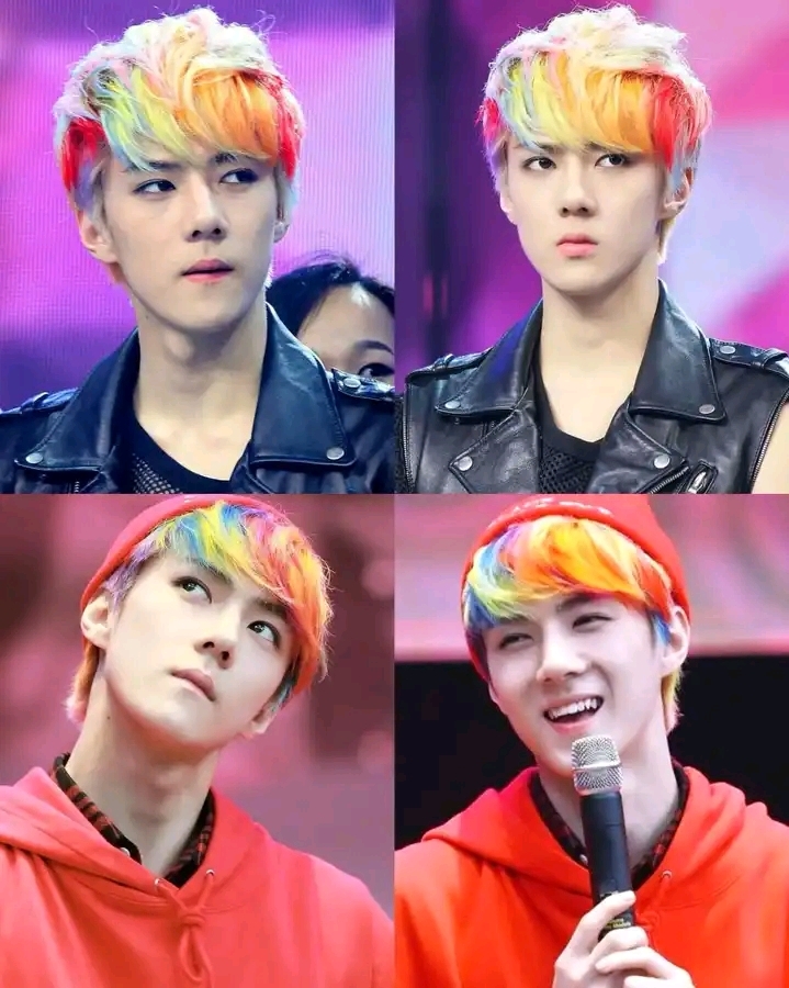 starfess's tweet photo. DROP RAMBUT LEGEND IDOL KALIAN GUYSS

-Star I'll go first: Sehun rambut warna warni 😭😭😭 https://t.co/jg1Ts9E2WM