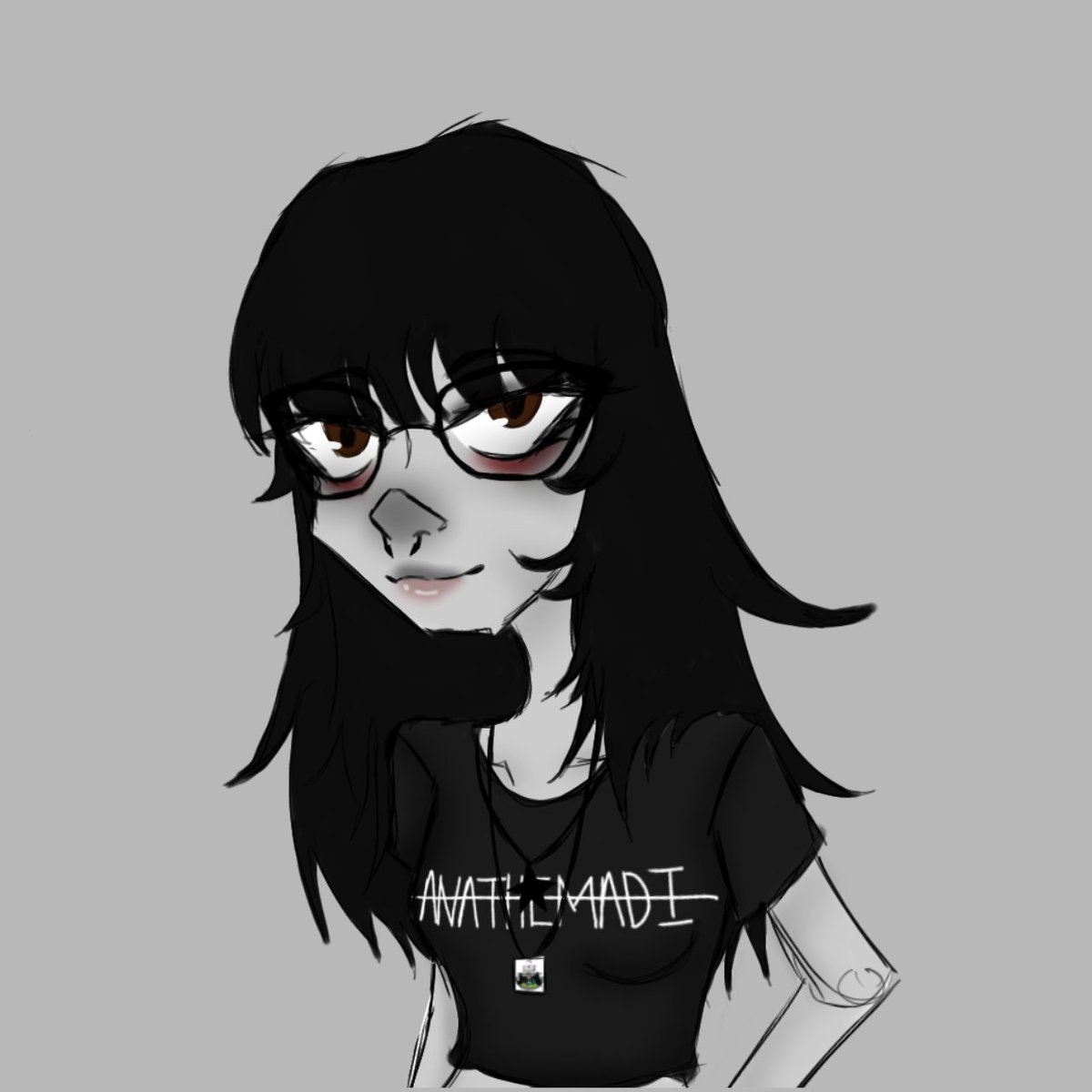 Nate_IsDead's tweet photo. Alright, I decided to draw another black and white doodle for my mutuals.

This one is for the #1 Self-Titled apologist. 

@anathemadi 
Hi, Madi! I think I drew your hair too long, but it was kind of hard to tell. I hope you like it. https://t.co/lfJ48kUAjU